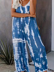 Tie Dye V-Neck Plus Size Boho Jumpsuit