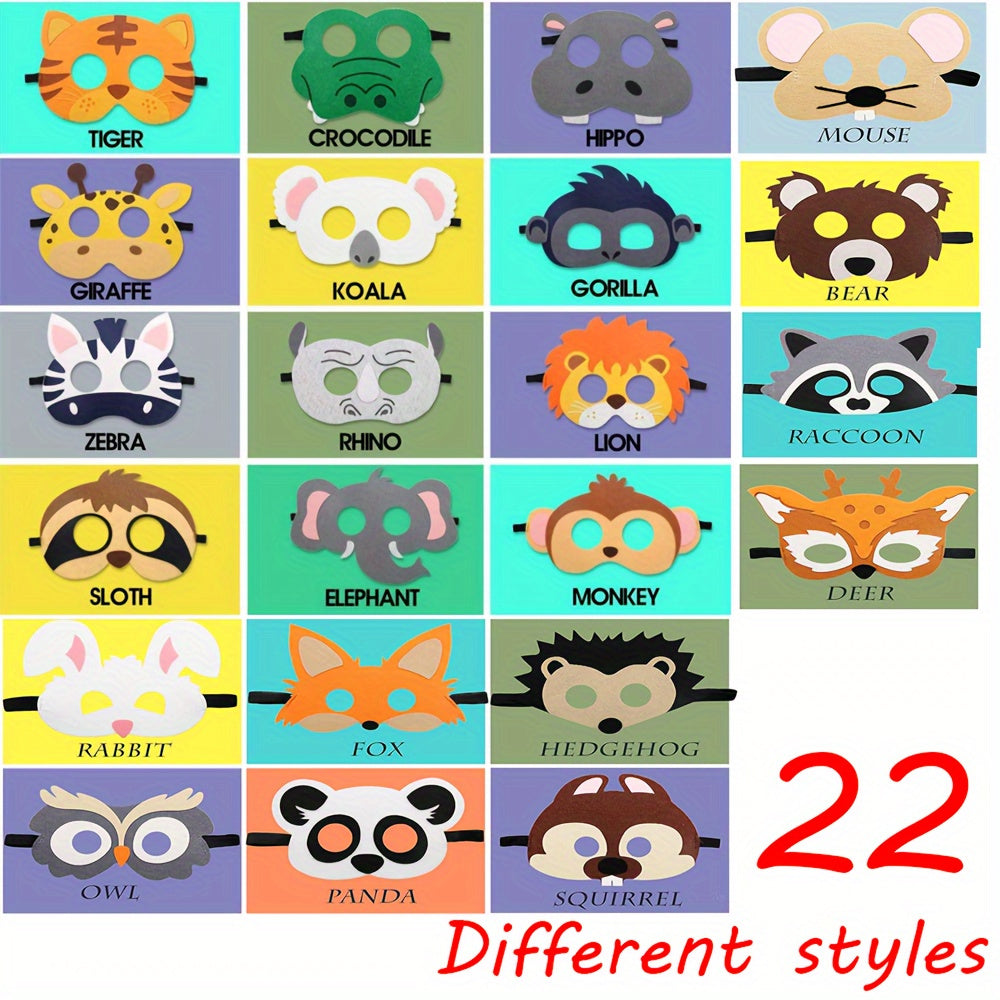 Wild Animal Felt Mask Set 10-12-22pcs Party Costume Mask