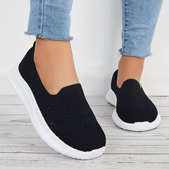 Women's Lightweight Slip On Walking Shoes Flying Woven Casual Sneakers