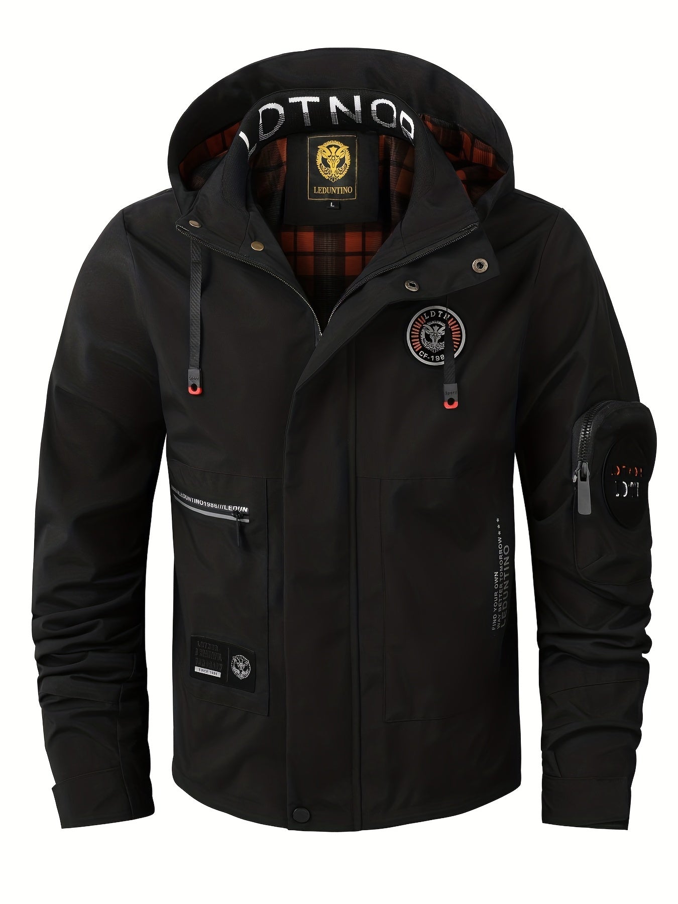 Waterproof Windbreaker Hooded Jacket Men's Casual Zip Up Jacket