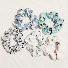 5pcs Large Cartoon Pattern Scrunchie Hair Tie Hair Rope Female Hair Accessories