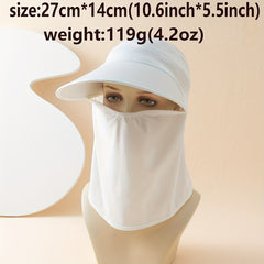 Solid Visor Hat With Detachable Face Covering Mesh UV Protection