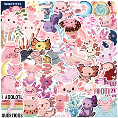 100 Axolotl Stickers Cartoon Anime Self Adhesive Waterproof Hand Bill Stickers