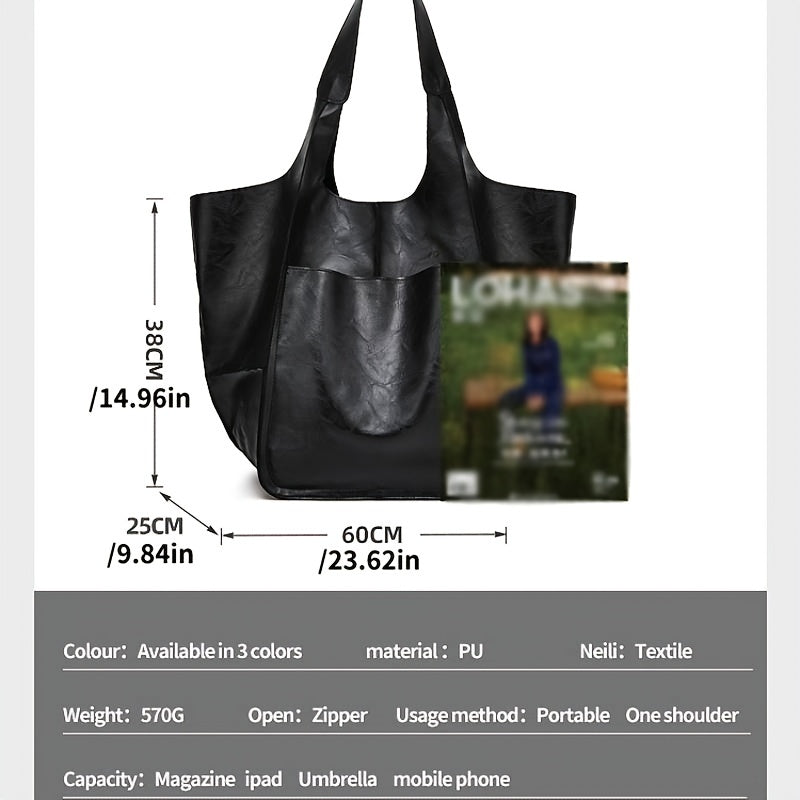 Classic Faux Leather Tote Bag for Women