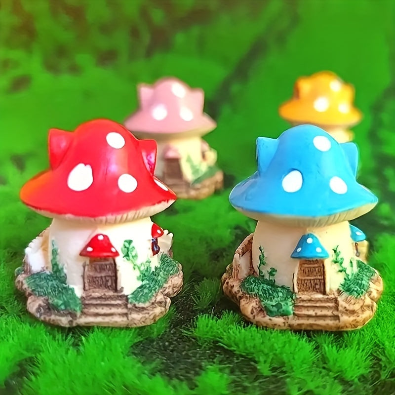 1pc Mini Mushroom House Figurine Micro Landscape Ornament DIY Fairy Garden Decor