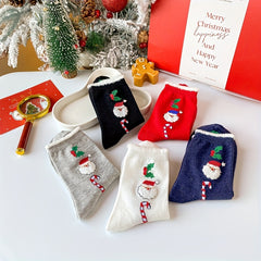 5 Pairs Cartoon Print Socks Christmas Women's Stockings & Hosiery