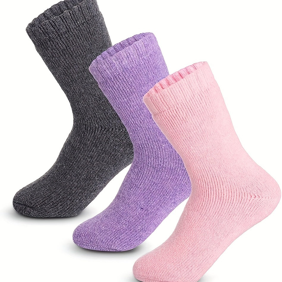 3 Pairs Fuzzy Socks Comfy Warm Mid Tube Stockings Hosiery