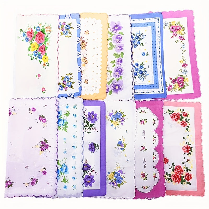 12 Pcs 11" Classic Flower Handkerchief Set for Men