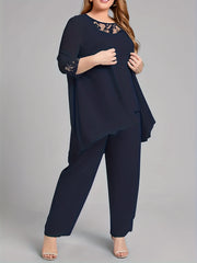  Women's 3-Piece Lace Panel Tank Top & Cardigan & Pants Set