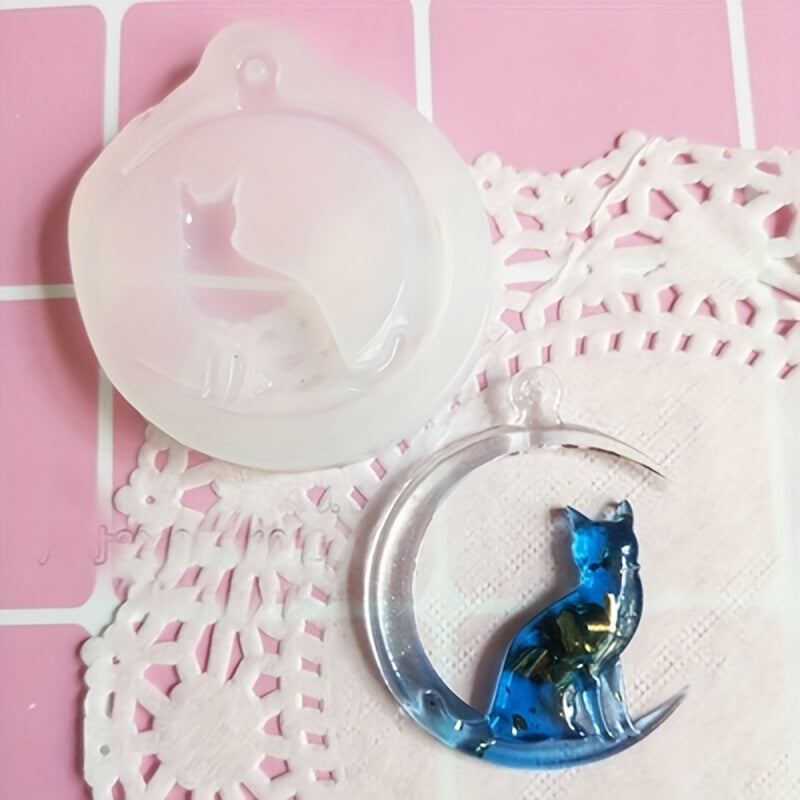 Moon Cat Silicone Pendant Mold for Resin Jewelry Making