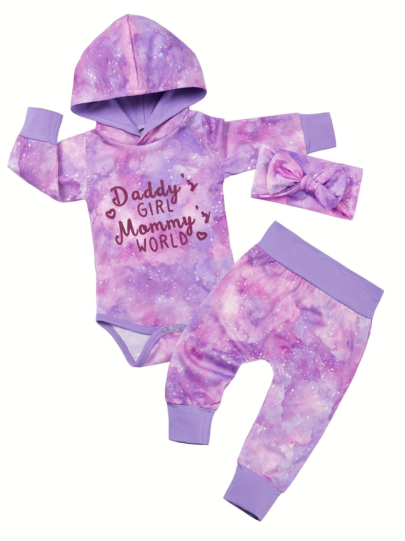 Baby Girls Tie Dye Hooded Bodysuit Sweatpants Set