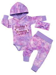 Baby Girls Tie Dye Hooded Bodysuit Sweatpants Set
