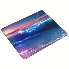 Wave Pattern Square Mouse Pad, Sewn Edge, Desktops, Laptops, Gaming