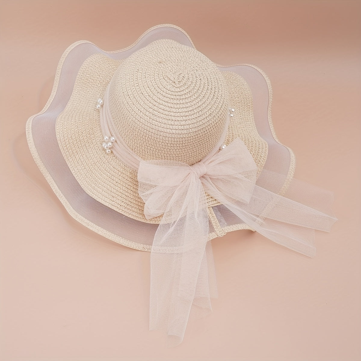 Polyester Sunscreen Mesh Hat Summer Unisex Hat Straw Hat Large Brim Sun Hat