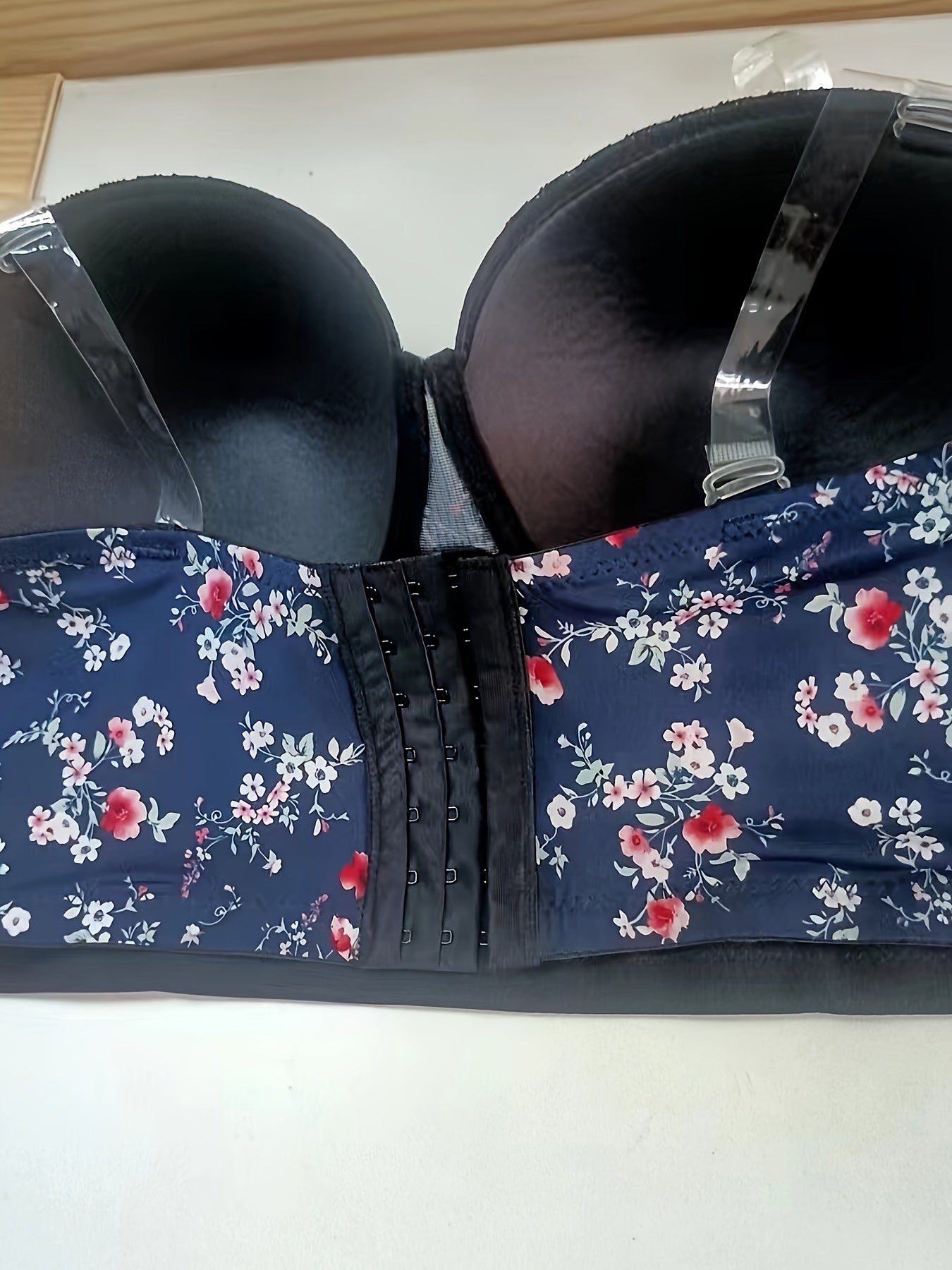  Push Up Floral Print Underwire Bra with Removable Straps