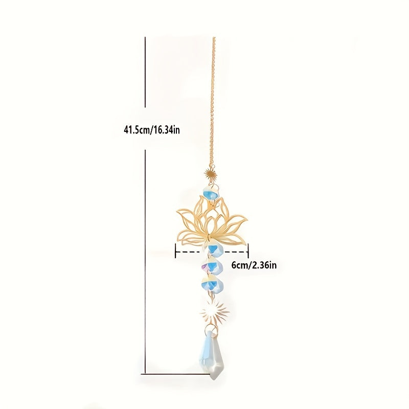 Crystal Sun Catcher Wind Chime Lotus Flower Pendant