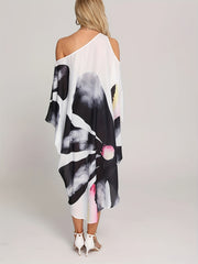  Floral Print One Shoulder Cover Up Dress