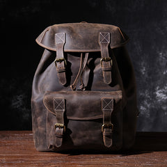 Vintage Men's Leather Backpack Classic Paratroopers Bag 39