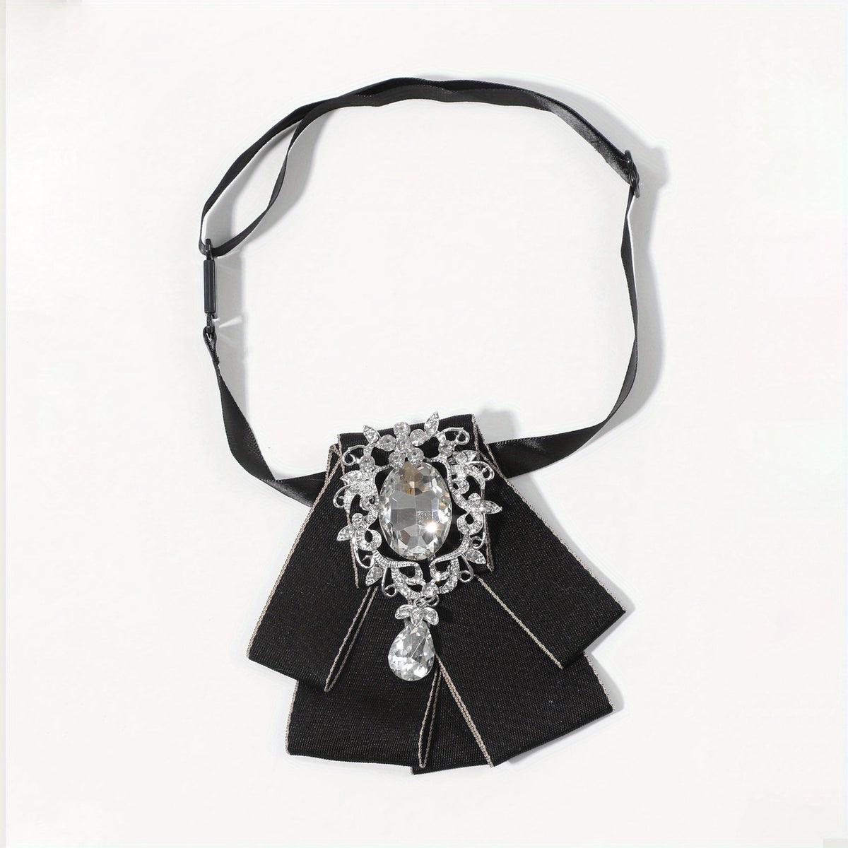Elegant Diamond Bow Tie with Pearl Inlay