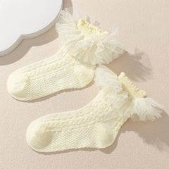 Girls Princess Puffy Mesh Brim Socks for Kids