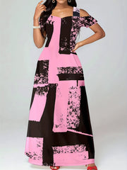  Cold Shoulder Maxi Dress with Pockets