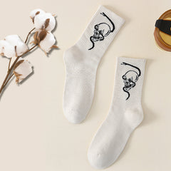 Gothic Skull & Snake Mid Tube Socks