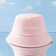 Dog Mom Print Bucket Hat Solid Cotton Basin Hat Unisex Lightweight Sunscreen