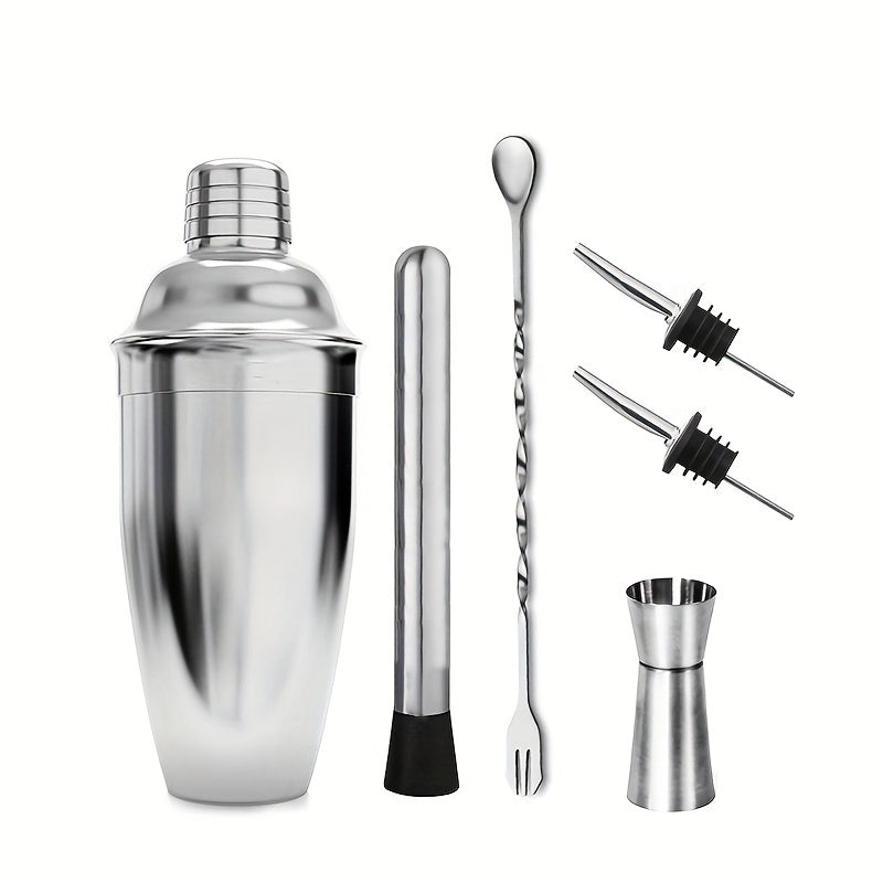 6pcs Stainless Steel Cocktail Shaker Bartender Shaker Party Bar Tool
