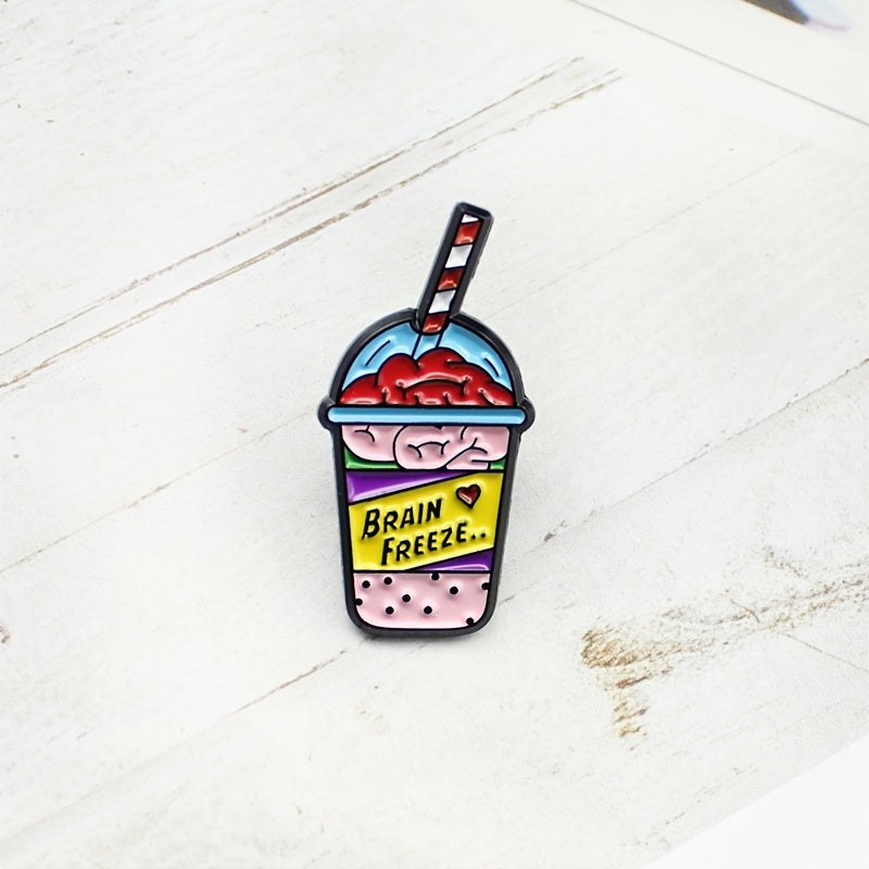 Brain Freeze Intestine Pearl Milk Tea Brooch