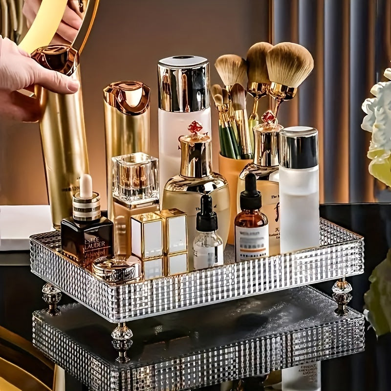 Cosmetic Storage Rack Desktop Bathroom Tray Makeup Organizer