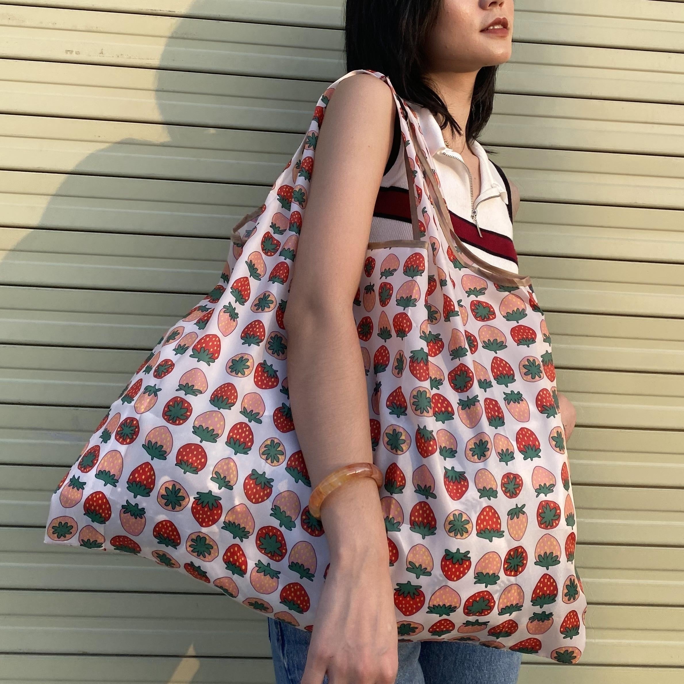 Large Capacity Print Shopper Bag Lightweight Foldable Shoulder Bag