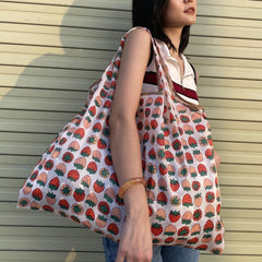 Large Capacity Print Shopper Bag Lightweight Foldable Shoulder Bag