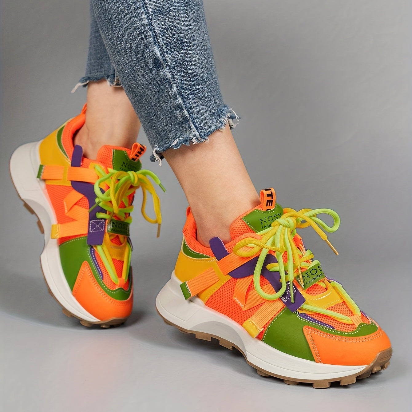 Women's Breathable Mesh Platform Sneakers Casual Lace Up Outdoor Shoes