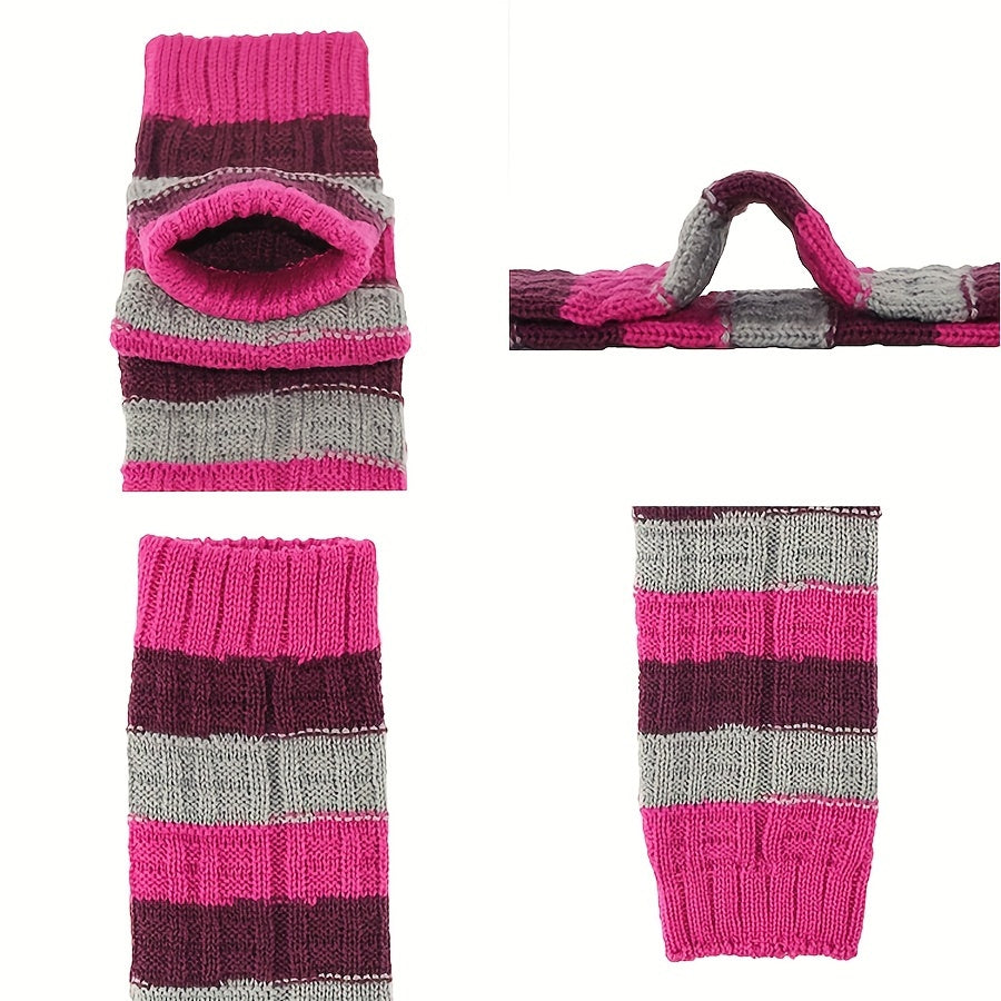 Striped Knitted Leg Warmers Warm Colorblock Knee High Socks