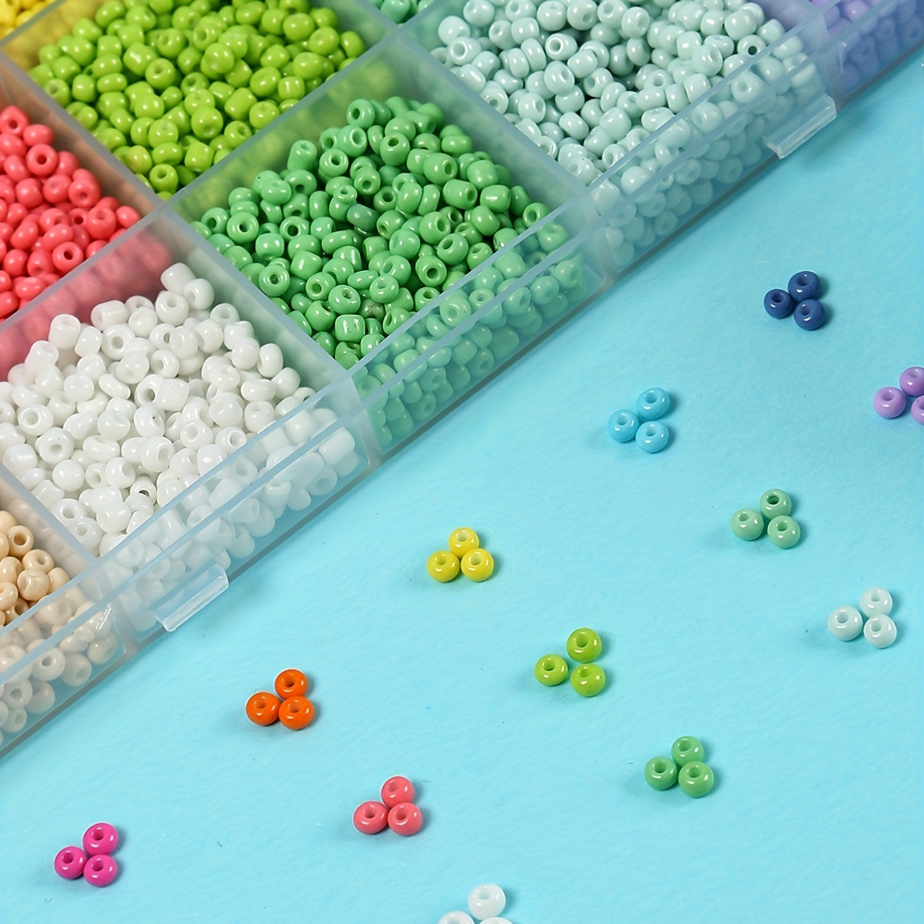 15 Colors 3mm Macaroon Seed Beads & Elastic Thread Set
