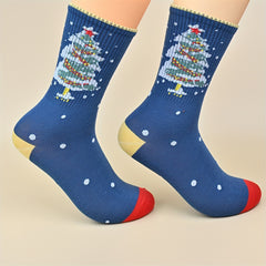 10 Pairs Christmas Print Socks Women's Mid Tube Stockings Hosiery