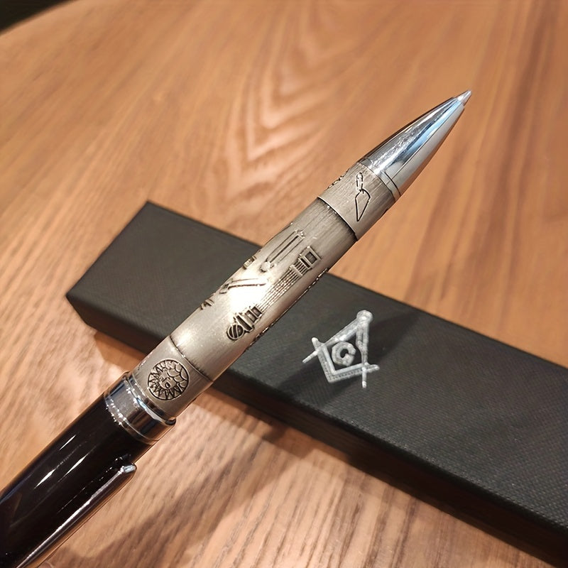 Masonic Symbols Silver Ballpoint Pen Clip