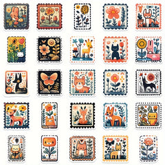 50pcs Cartoon Doodle Stamp Stickers Waterproof Notebook Water Cup Decor Stickers