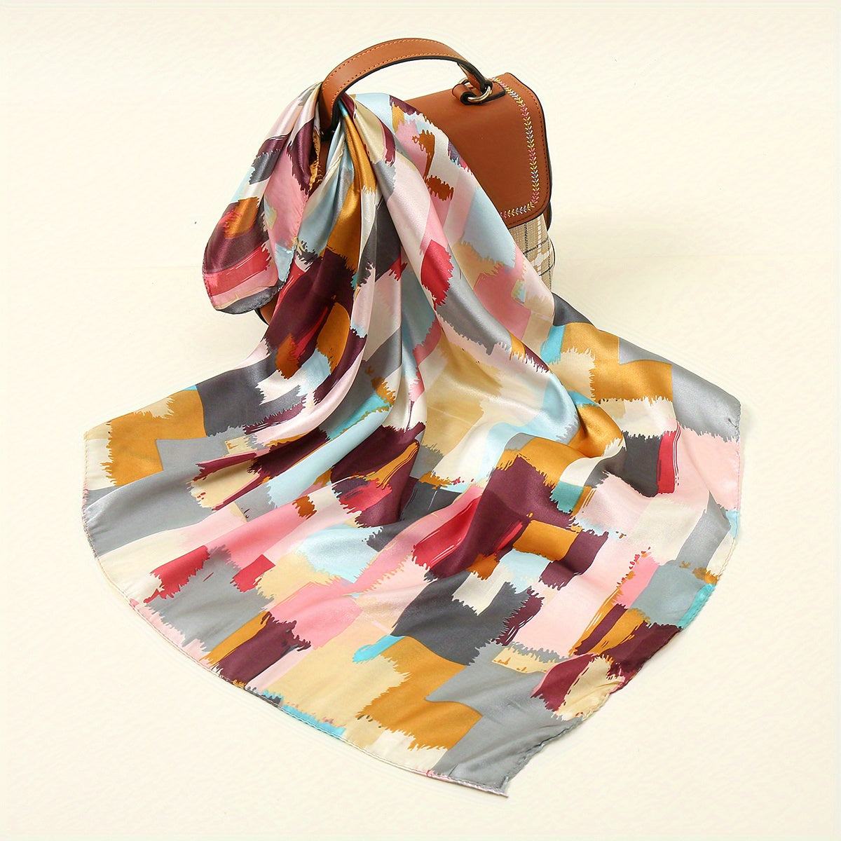 Geometric Tie Dye Silk Head Scarf Satin Wrap Bandana for Sleeping