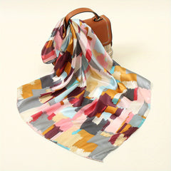 Geometric Tie Dye Silk Head Scarf Satin Wrap Bandana for Sleeping