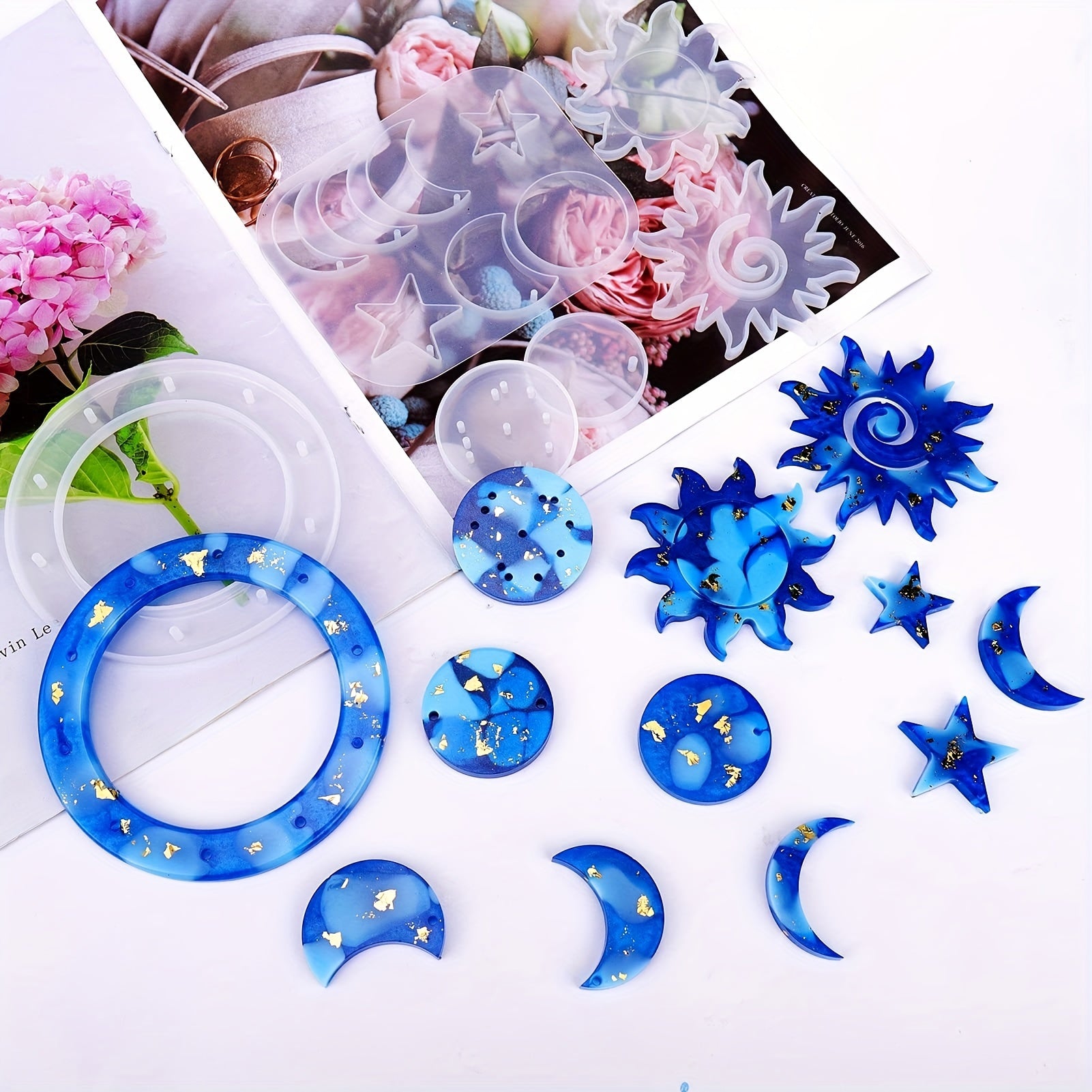 Sun Moon Star Wind Chimes Silicone Molds Kit Epoxy Resin DIY Casting Mold