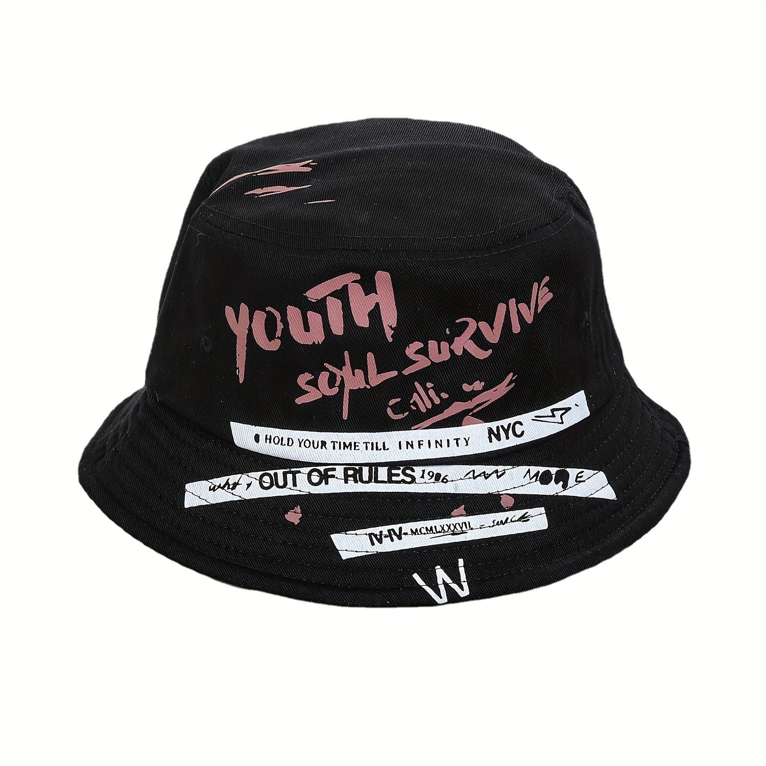 Youth Graffiti Printed Bucket Hat Lightweight Sunscreen Fisherman Cap