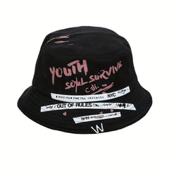 Youth Graffiti Printed Bucket Hat Lightweight Sunscreen Fisherman Cap