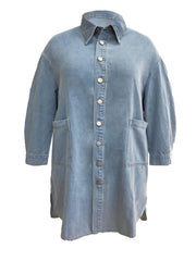  Preppy Denim Top Women's Long Sleeve Button Up Tunic Jacket