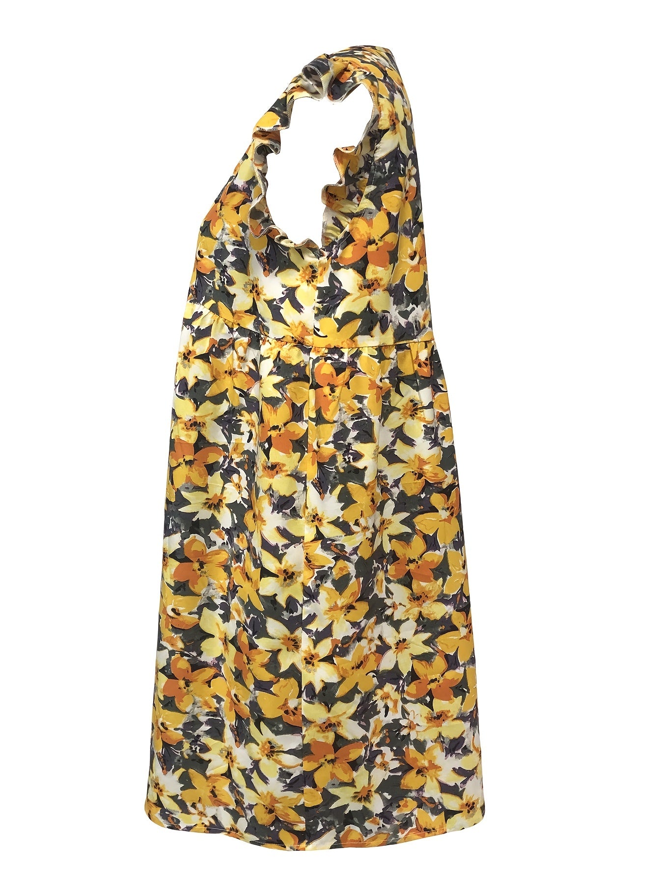 Floral V-Neck Dress Ruffle Sleeve for Spring & Summer