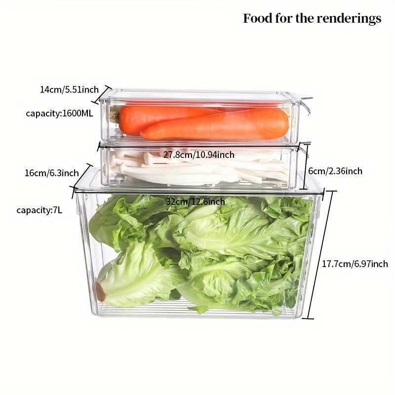 3pcs Refrigerator Storage Box Transparent Food Fresh-keeping Kitchen Accessories