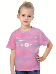 3D Music Player Graphic Short Sleeve T shirt for Boys Girls