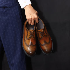 Men's Leather Wingtip Brogue Oxford Dress Shoes