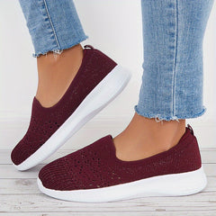 Women's Lightweight Slip On Walking Shoes Flying Woven Casual Sneakers