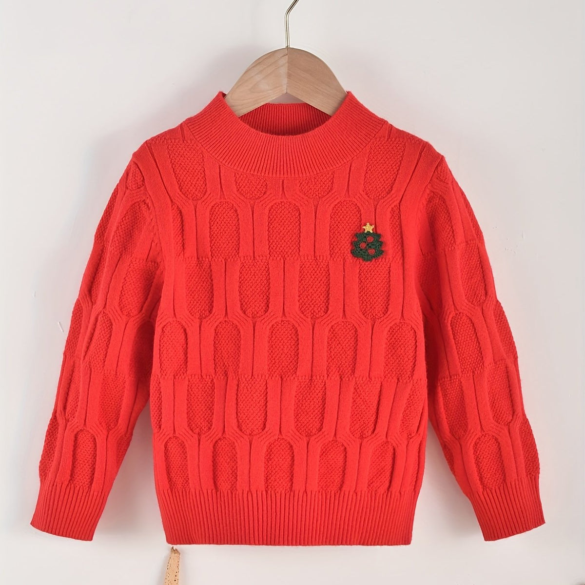 Girls' Christmas Tree Knitted Pullover Sweater Crew Neck Warm Top